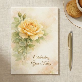 Yellow Rose Christian Birthday カード