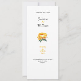 Yellow rose classy elegant wedding invitation 招待状