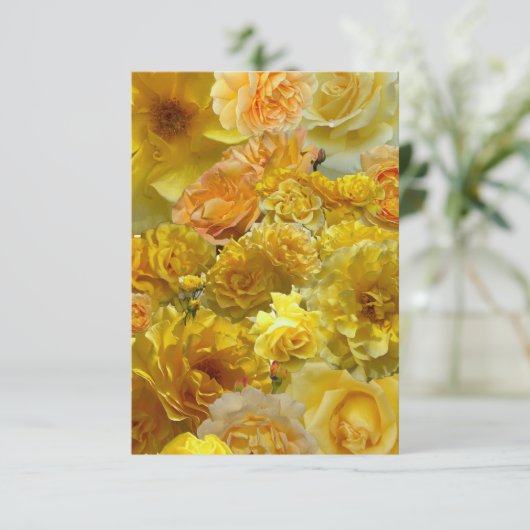Yellow Rose Collage Flat Note Card ノートカード (スタンド正面)