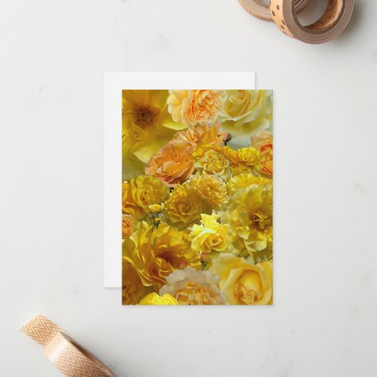 Yellow Rose Collage Flat Note Card ノートカード (正面/裏面インサイチュ)