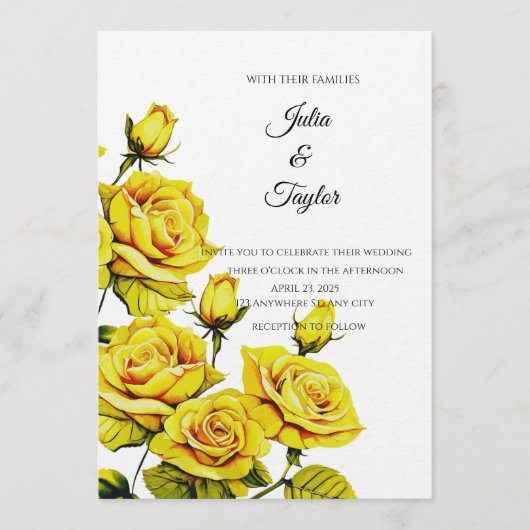 Yellow Rose Elegant Invitation 招待状 (正面)