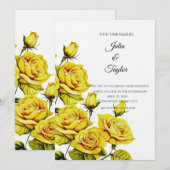 Yellow Rose Elegant Invitation 招待状 (正面/裏面)