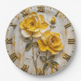 Yellow Rose Elegant Luxury Floral Decor ペーパープレート