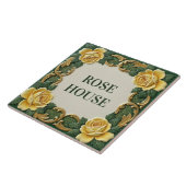 Yellow Rose Floral Custom House Name Sign Plaque タイル (側面)