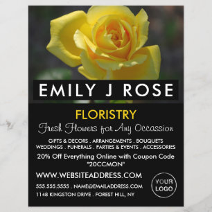 Yellow Rose, Floristry Advertising Flyer チラシ