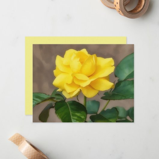 Yellow Rose Flower Art Note Card Set ノートカード (正面/裏面インサイチュ)
