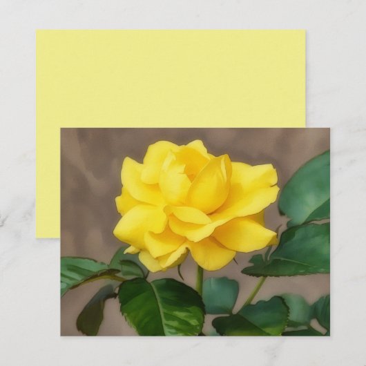 Yellow Rose Flower Art Note Card Set ノートカード (正面/裏面)