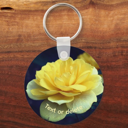 Yellow Rose Flower Personalized キーホルダー (正面)