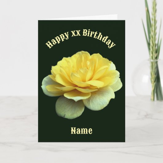 Yellow Rose Flower Personalized Birthday  カード (正面)