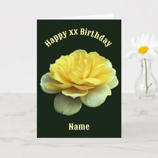 Yellow Rose Flower Personalized Birthday カード (小さな植物)