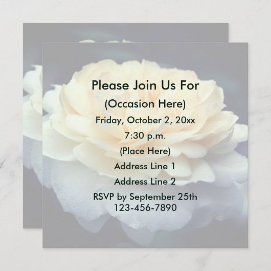 Yellow Rose In Bloom Personalized Floral  招待状 (正面/裏面)