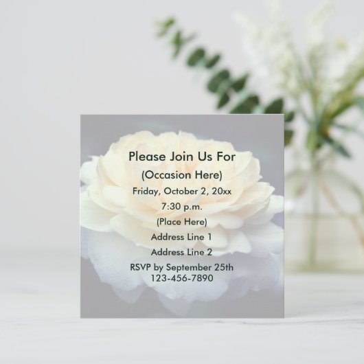 Yellow Rose In Bloom Personalized Floral  招待状 (スタンド正面)