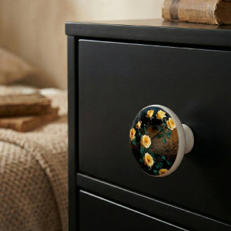 Yellow Rose Shabby Chic Floral セラミックノブ