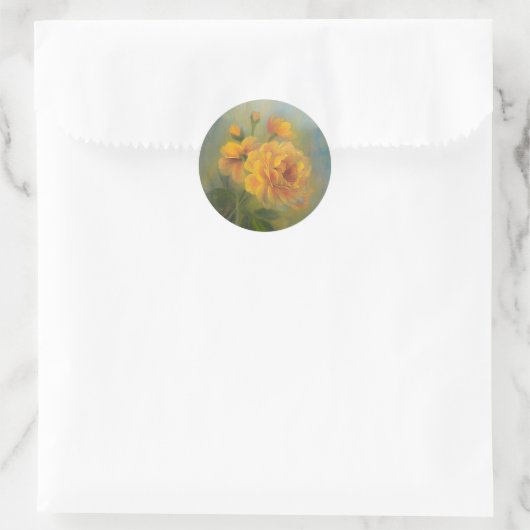 Yellow Rose sticker ラウンドシール (バッグ)