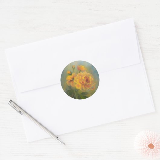 Yellow Rose sticker ラウンドシール (封筒)