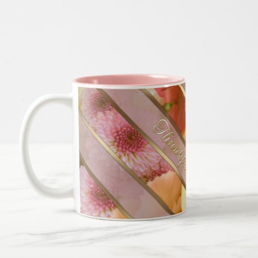 Yellow Rose Thankful Message Two-Tone Coffee Mug ツートーンマグカップ (左)
