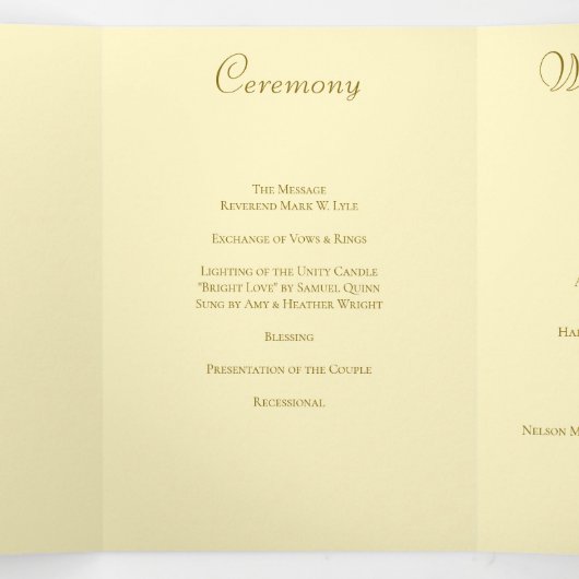 Yellow Rose Wedding 三つ折りプログラム (内部中)