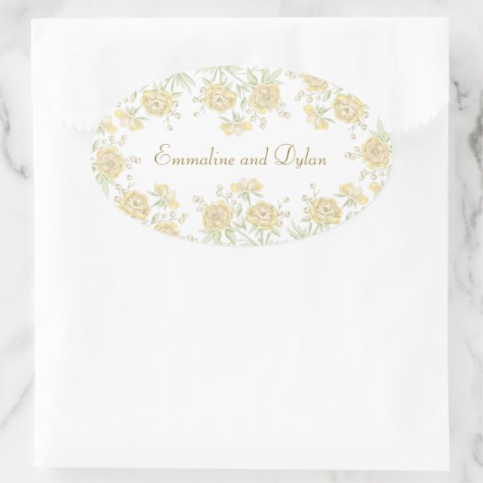 Yellow Rose Wedding 楕円形シール (バッグ)