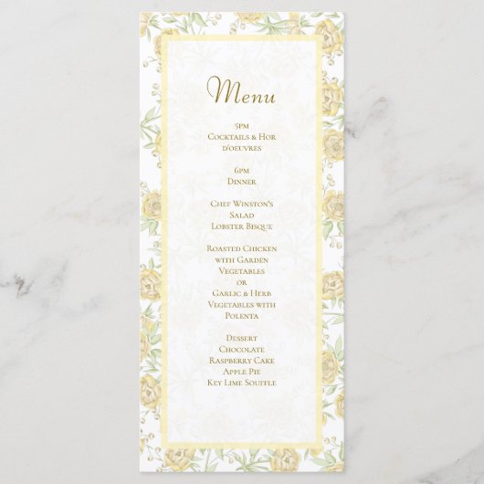 Yellow Rose Wedding Menus メニュー (正面)