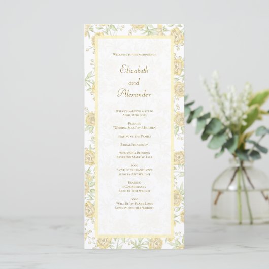 Yellow Rose Wedding Programs メニュー (スタンド正面)