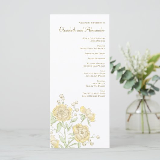 Yellow Rose Wedding Programs メニュー (スタンド正面)