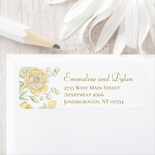 Yellow Rose Wedding Return ADdress ラベル (インサイチュ)