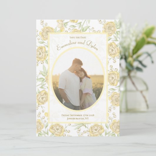 Yellow Rose Wedding Save the Date 招待状 (スタンド正面)