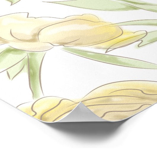 Yellow Rose Wedding Seating Chart ポスター (角)