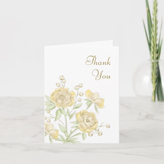 Yellow Rose Wedding Thank You Cards 招待状 (正面)