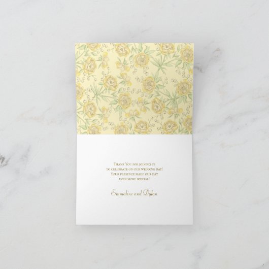 Yellow Rose Wedding Thank You Cards 招待状 (内部)