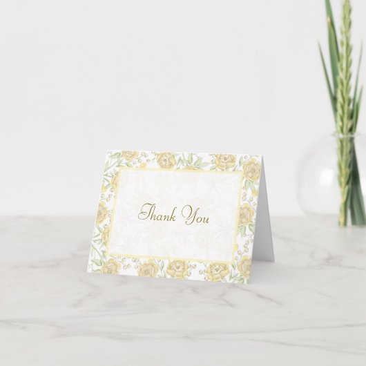 Yellow Rose Wedding Thank You Cards 招待状 (正面)