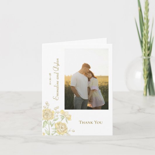 Yellow Rose Wedding Thank You Cards Photo 招待状 (正面)