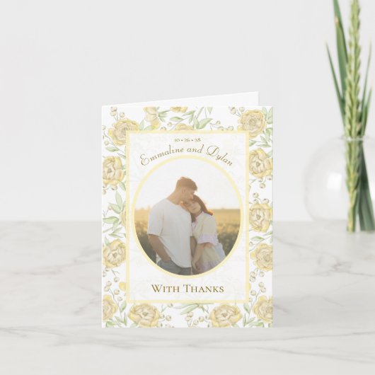 Yellow Rose Wedding Thank You Cards Photo 招待状 (正面)