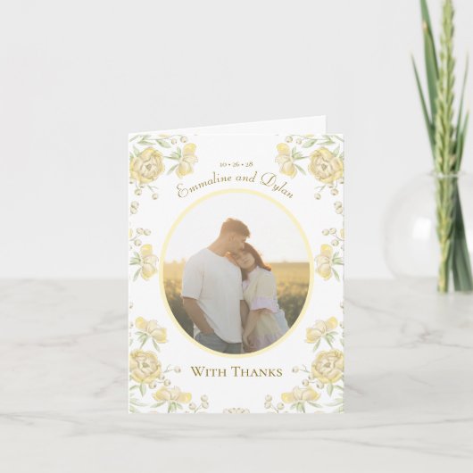 Yellow Rose Wedding Thank You Cards Photo 招待状 (正面)
