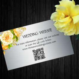 Yellow Roses and Elegant Silver Wedding Website エンクロージャーカード