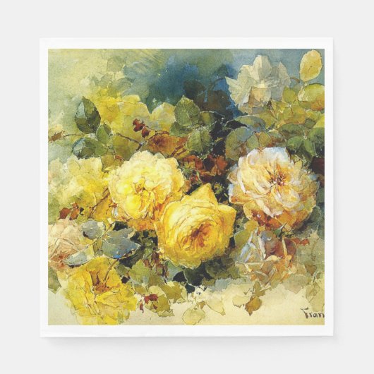 Yellow Roses artwork by Franz Bischoff スタンダードランチョンナプキン (正面)