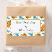 Yellow Roses Blue Flowers Craft or Soap Label ラベル (インサイチュ)