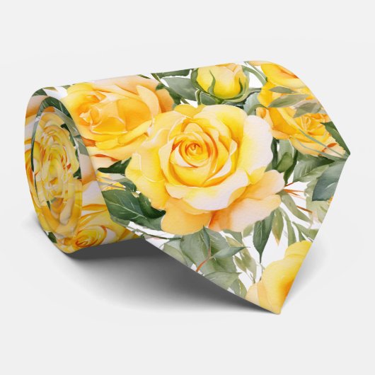 Yellow Roses Classic Formal Floral Neck Tie ネクタイ (ロール)