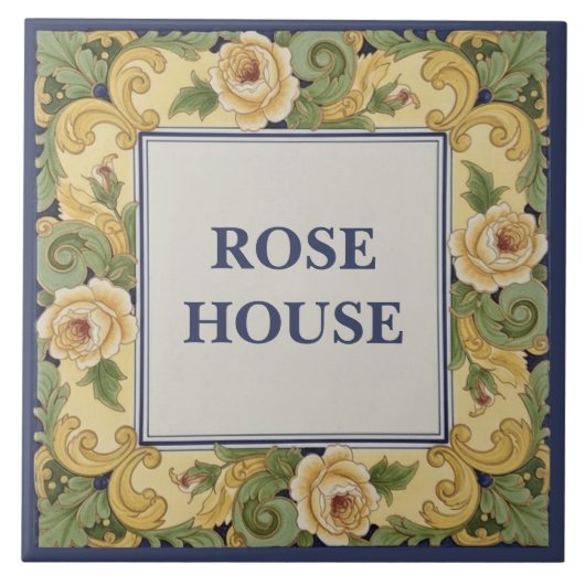 Yellow Roses Custom House Name Plate Sign Plaque タイル (正面)