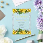 Yellow Roses & Diamonds 40th Birthday Spanish アクリル招待状 (インサイチュ (ウェディング))
