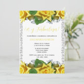 Yellow Roses & Diamonds 40th Birthday Spanish 招待状 (スタンド正面)