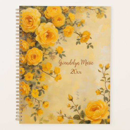 Yellow Roses Floral Spiral-Bound Planner Spring プランナー手帳 (正面)
