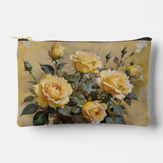 Yellow Roses Print アクセサリーポーチ (正面)