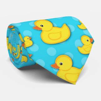Yellow Rubber Duck Light Blue Bath Neck Tie ネクタイ