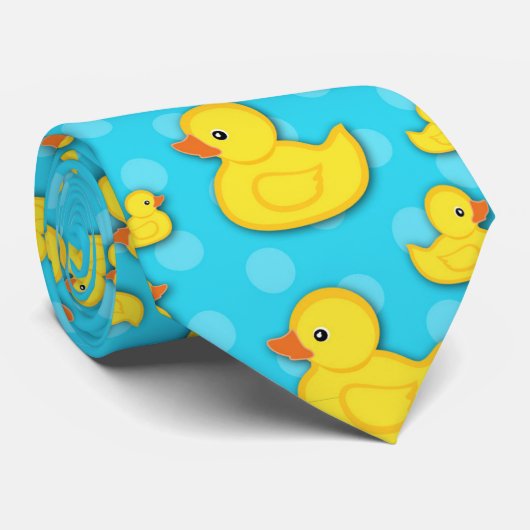 Yellow Rubber Duck Light Blue Bath Neck Tie ネクタイ (ロール)