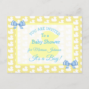 Yellow Rubber Duckie Baby'Shower Invitation ポストカード