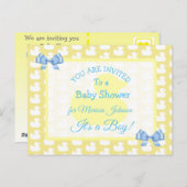 Yellow Rubber Duckie Baby'Shower Invitation ポストカード (正面/裏面)