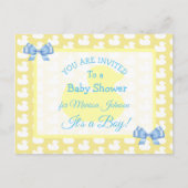 Yellow Rubber Duckie Baby'Shower Invitation ポストカード (正面)