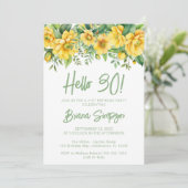 Yellow Sage Green Floral 30th Birthday Party 招待状 (スタンド正面)