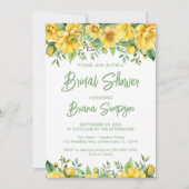 Yellow Sage Green Floral Bridal Shower  招待状 (正面)